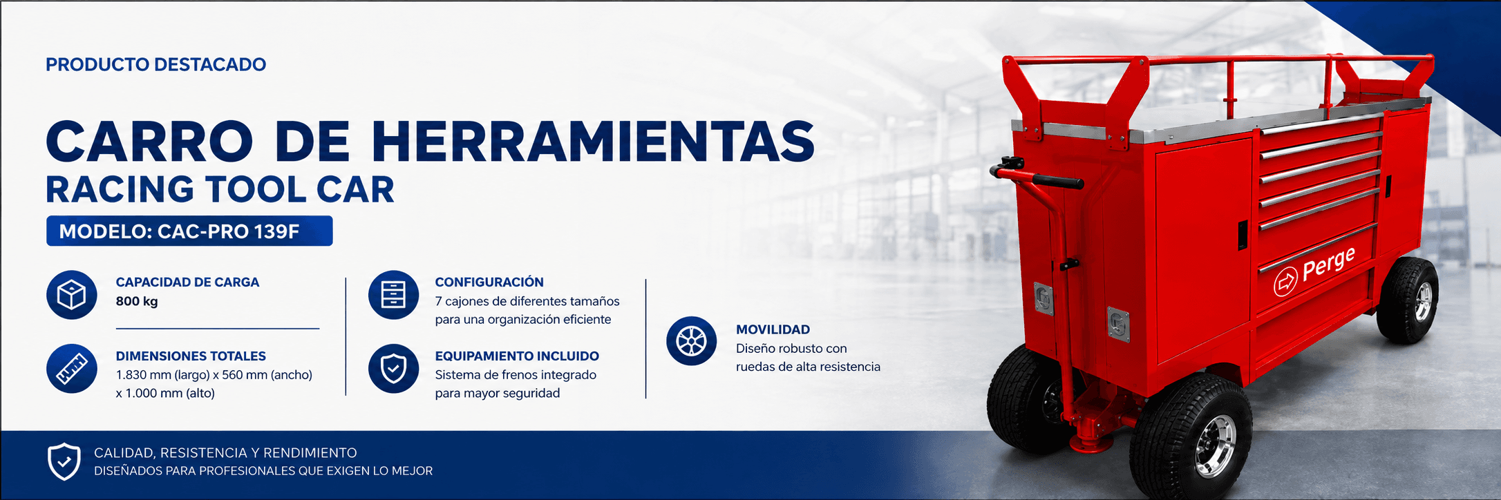 Caja de herramientas PERGE para trabajos de instalación, mantención y armado.