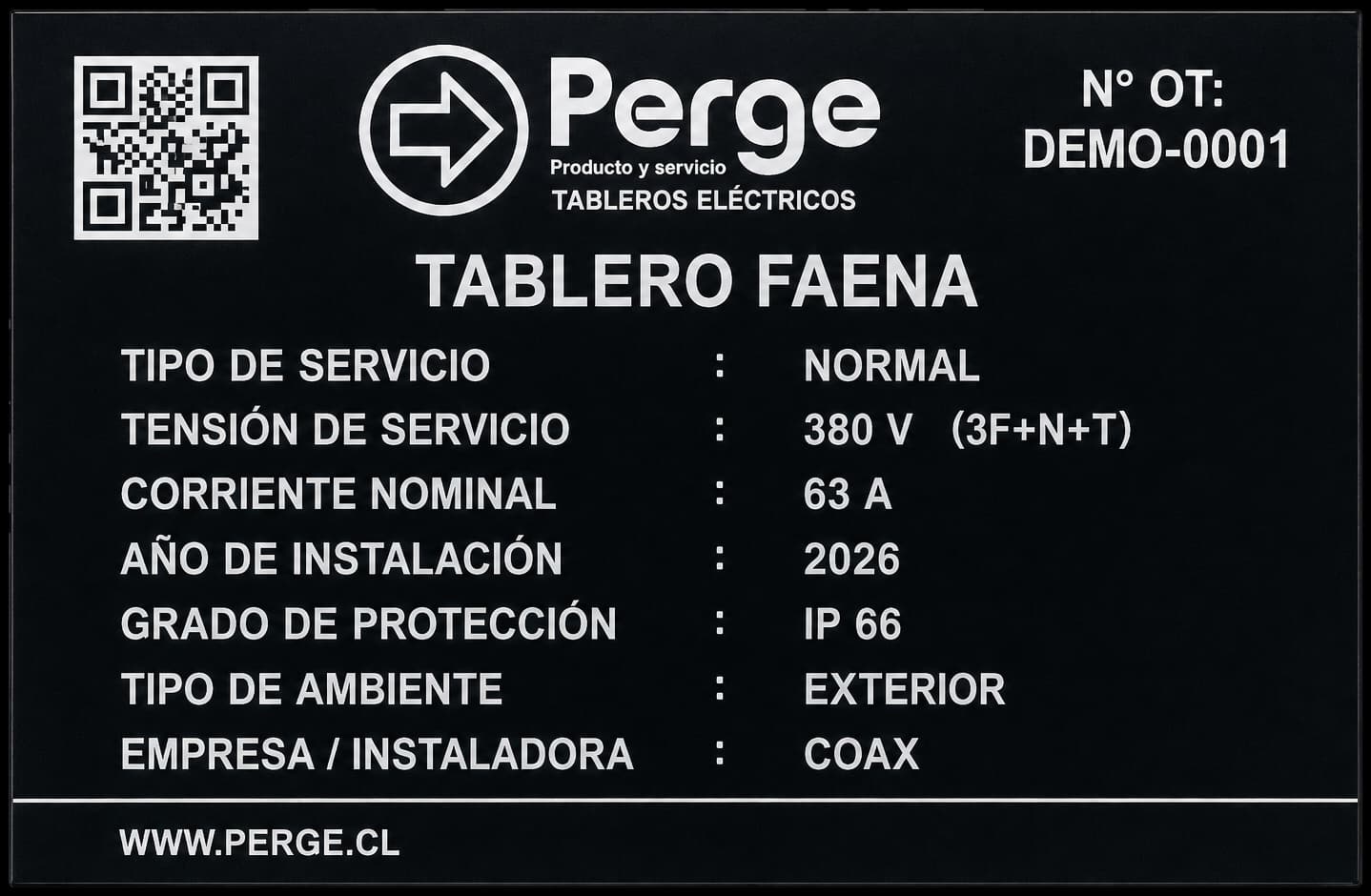 Placa Lamicoid de identificación técnica para tableros eléctricos