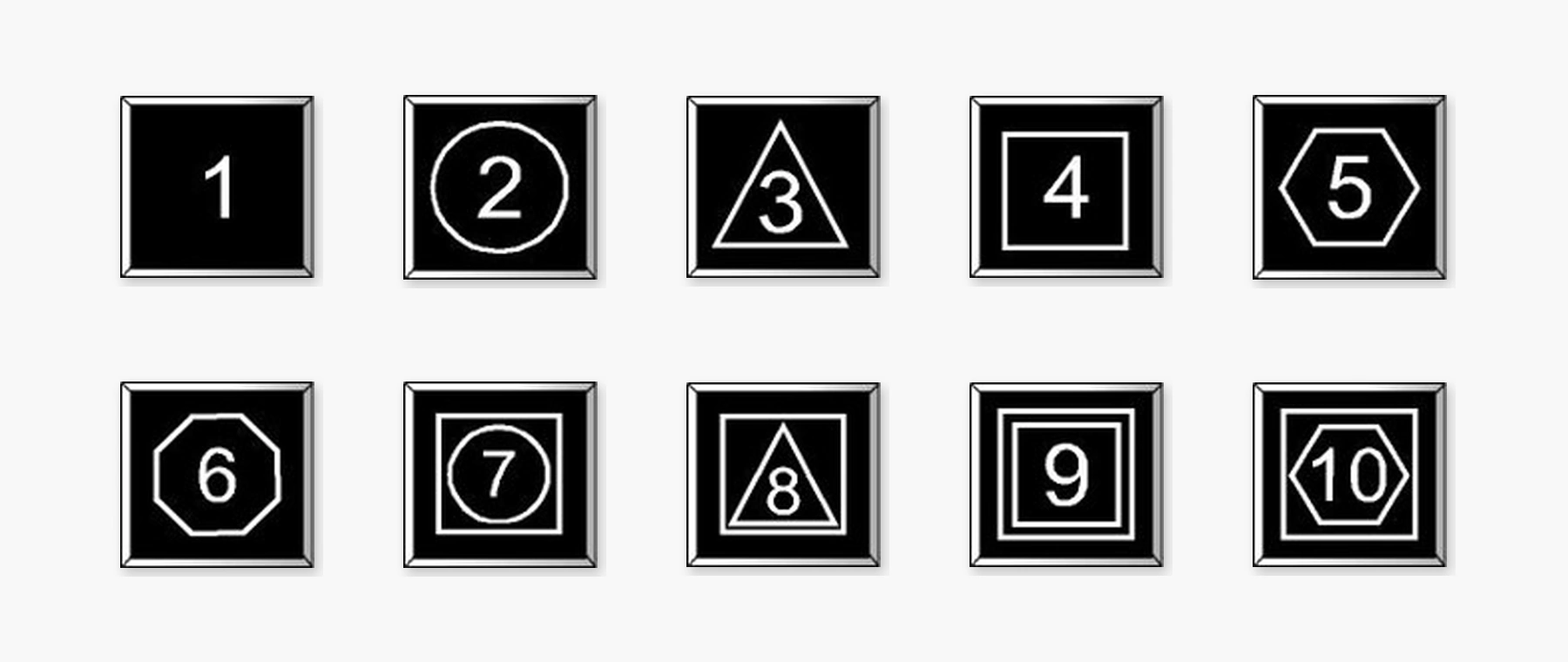 Conjunto de números y letras grabados en placas Lamicoid PERGE