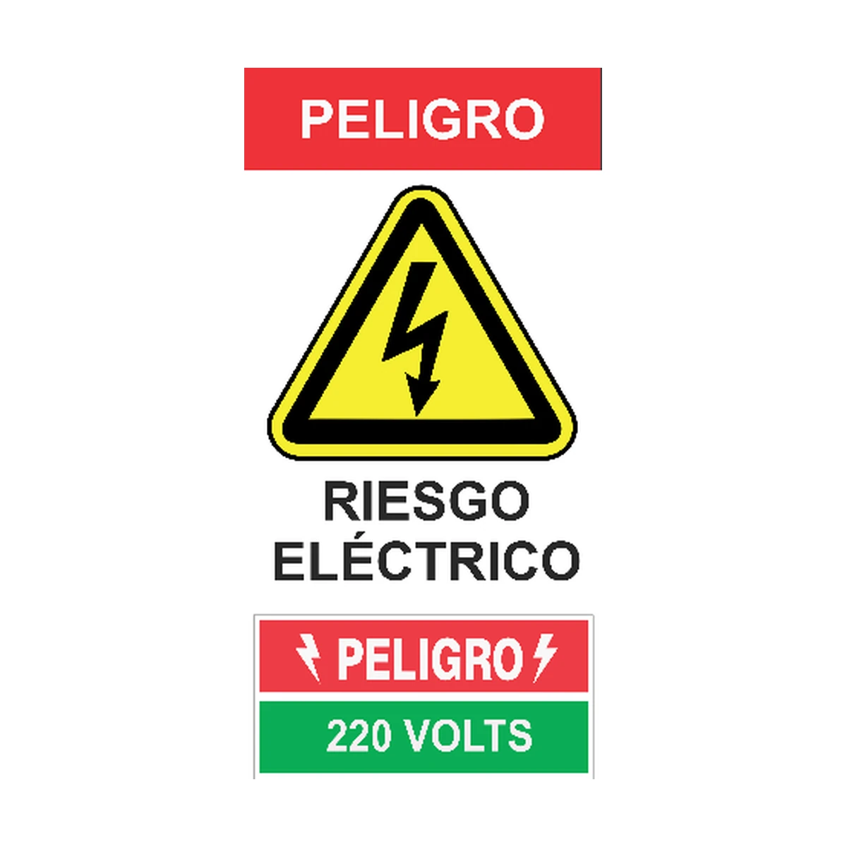 Gráfica de peligro de tensión 380V para integración de tableros eléctricos