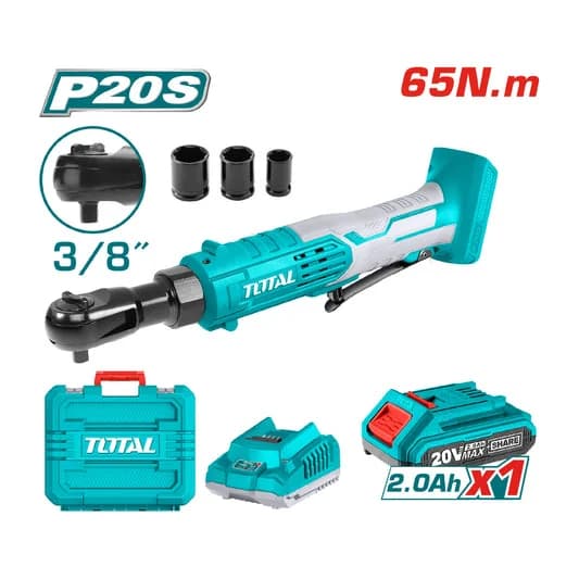 Llave cicharra inalámbrica TOTAL TDRLI2060152 con dados, batería, cargador y maletín